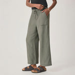 SPLENDID Angie Crop Wide Leg Trousers in Soft Vintage Olive Branch