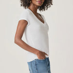 SPLENDID Faye 1x1 V-Neck Tee in White