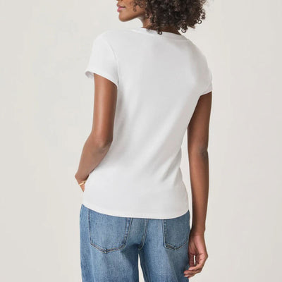 SPLENDID Faye 1x1 V-Neck Tee in White