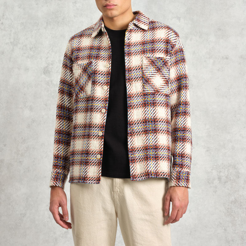 WAX LONDON Whiting Overshirt in Ecru/Multi