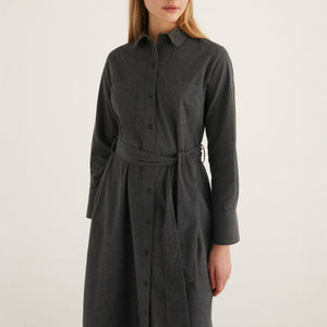 Wool Flannel Dress in Dark Grey