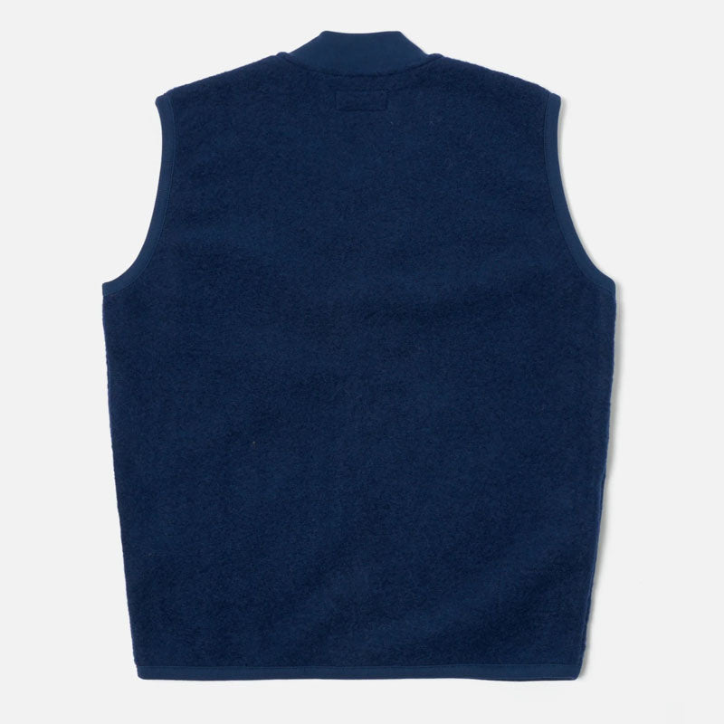 Wool Fleece Zip Gilet in Navy