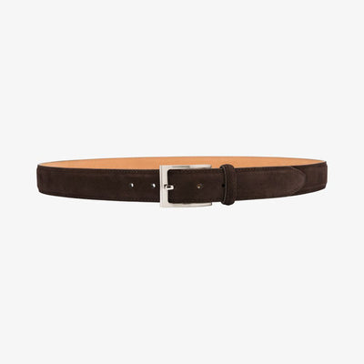 LOAKE William Suede Belt in Dark Brown