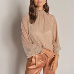 MOS MOSH Ximena Glam L/S Blouse in Indian Tan