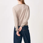 Blanket Stitch Crew Neck Jumper in Brown/Navy