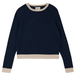 JUMPER1234 Contrast Crew Round Neck Jumper in Dune Navy