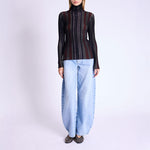 A Glitter Lurex Stripe Roll Neck in Black Multi