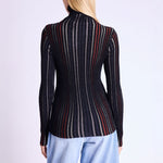 A Glitter Lurex Stripe Roll Neck in Black Multi