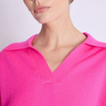 Amypolo V Neck Knit in Neon Pink