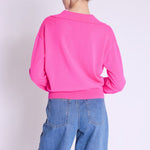 Amypolo V Neck Knit in Neon Pink