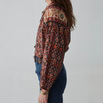 Audrey Patterned L/S Blouse in Black/Red