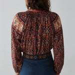 Audrey Patterned L/S Blouse in Black/Red