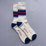 Mens Carlos Crew Length Socks in White/Blue/Red