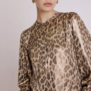 Cyril L/S Blouse in Leopard Print