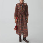 Dalida Patterned Shirt Dress in Black/Red