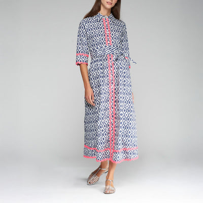 VILAGALLO Brenda Dress in Ikat Print