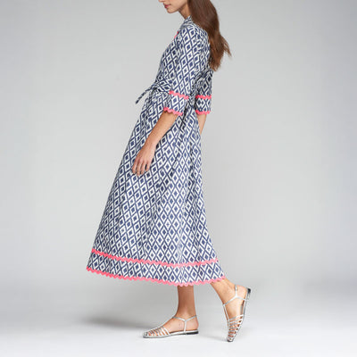 VILAGALLO Brenda Dress in Ikat Print