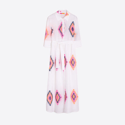 VILAGALLO Natalia Dress in Large Ikat Print