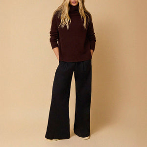 Ulla Roll Neck Jumper in Chocolate Brown