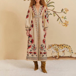 Cashew Mandala Cream Maxi Dress