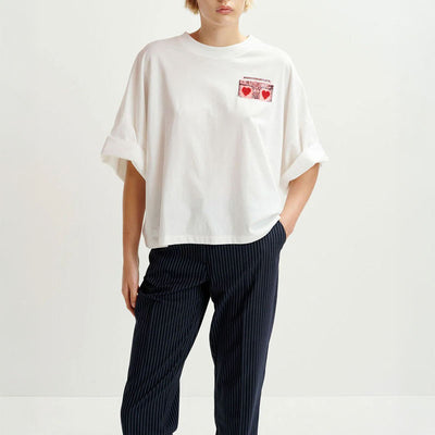 ESSENTIEL ANTWERP Hadio Embroidered T-Shirt in Off White