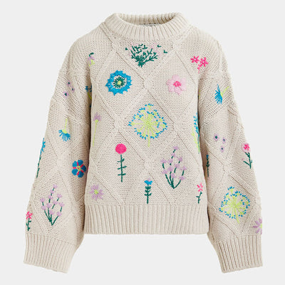 ESSENTIEL ANTWERP Hadream Embroidered Pullover in Off White