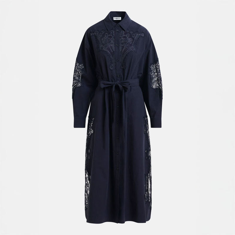 ESSENTIEL ANTWERP Haze Lace Panelled Dress in Dark Sapphire