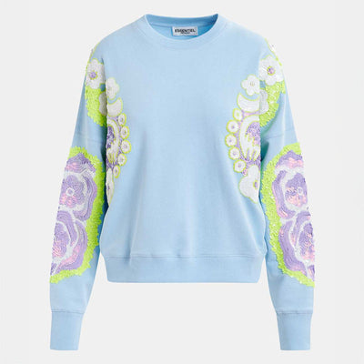 Hecrazy Embroidered Sweatshirt in Combo3 Aqua Blue