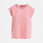 ESSENTIEL ANTWERP Honduras Rhinestone Trim Top in Combo2 Calypso Pink