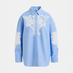 ESSENTIEL ANTWERP Hoofd Lace Panelled Shirt in Combo1 Aqua Blue