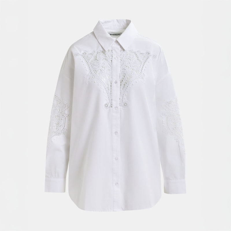 ESSENTIEL ANTWERP Hoofd Lace Panelled Shirt in White