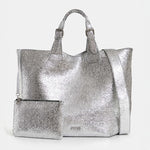 Hurry Faux Leather Shopper in Silver