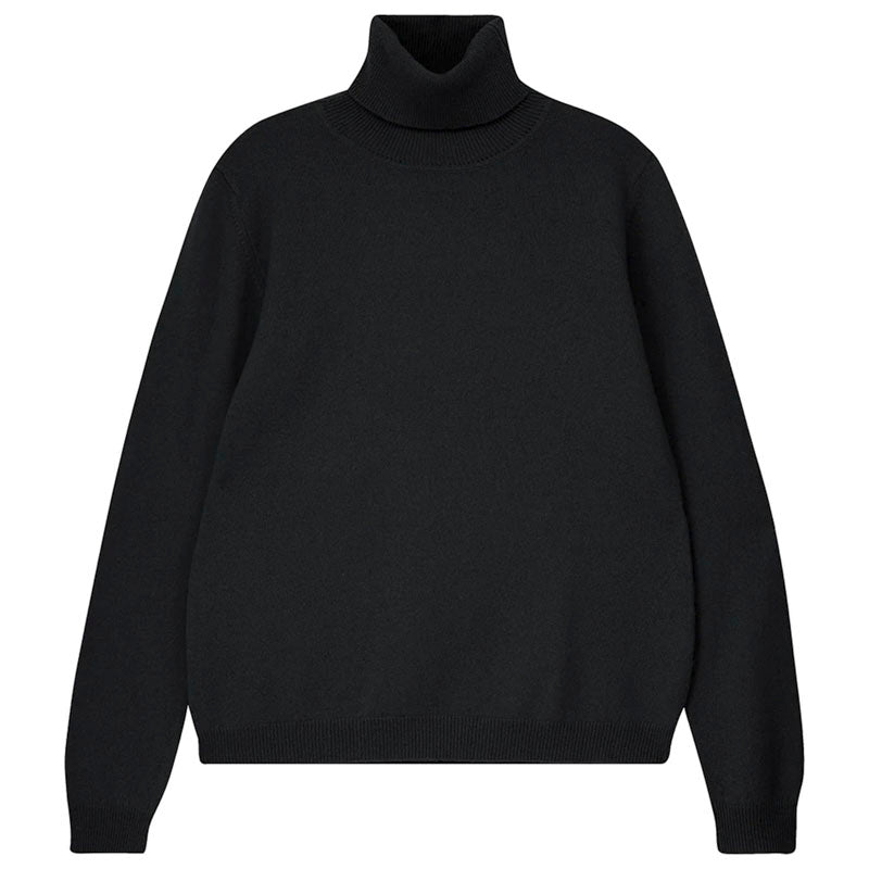 Oversized Cashmere Roll Collar Knit in Black