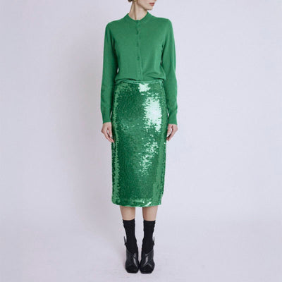 BERENICE Jamy Sequin Skirt in Green