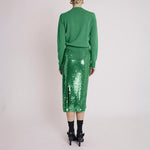 Jamy Sequin Skirt in Green