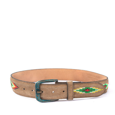 MEXICANA Navajo Cruz Belt in Tan Suede