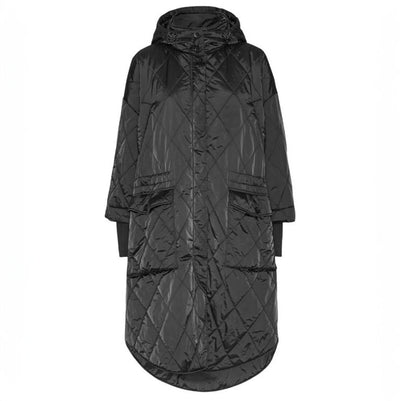 Neva Quilted Long Jacket in Black