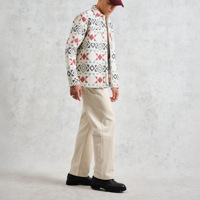 WAX LONDON Otto Overshirt in Ecru/Red