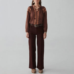 Paula Denim pant in Brick Brown