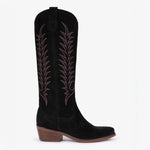 Blanca Suede Embroidered Boots in Black