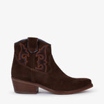 Cassidy Suede Embroidered Boots in Bitter Chocolate