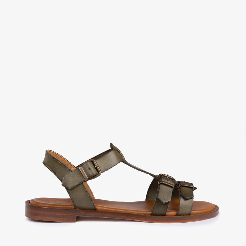 PENELOPE CHILVERS Granada Leather Sandal in Khaki