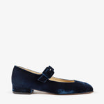 Low Mary Jane Velvet Shoe in Navy