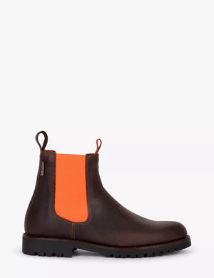 Nelson Leather Boots in Conker/Neon Orange