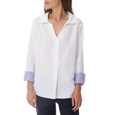 MOUSQUETON Rezal Linen Blouse in White