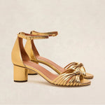 RIVECOUR Sandal 478 Block Knot Heel in Gold