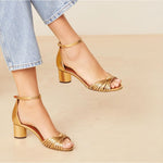 RIVECOUR Sandal 478 Block Knot Heel in Gold