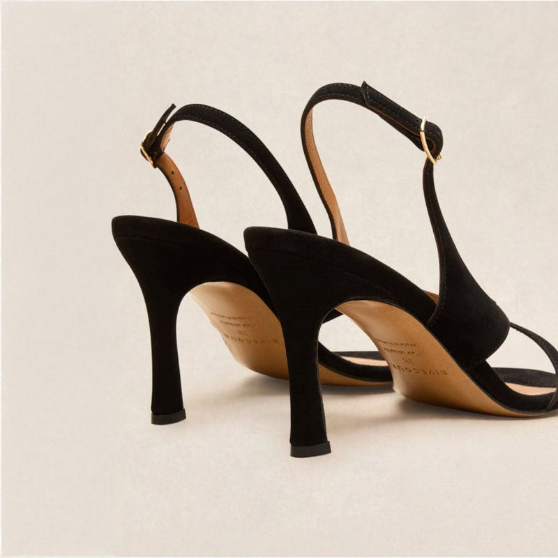 RIVECOUR Sandal 798 Suede Heel in Black