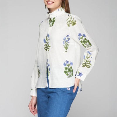 VILAGALLO Andy Shirt in Floral Blue