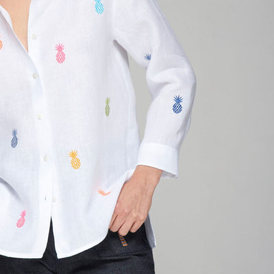 VILAGALLO Poline Pineapple Shirt in White